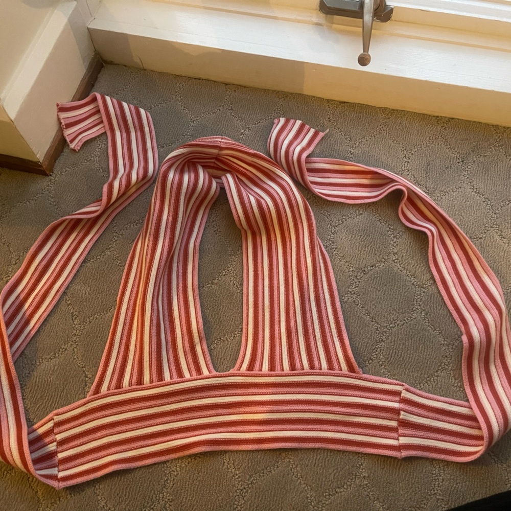 STRIPED CIDER HALTER TOP